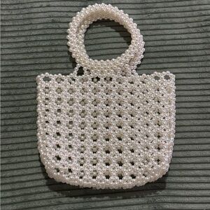 Pearl Beaded Handbag - White